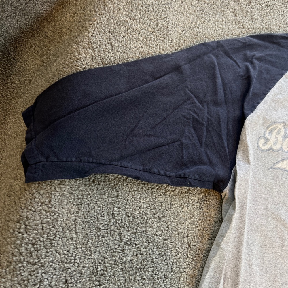 vtg Ben & Jerrys Baseball Raglan Shirt Mens Large Gray Navy 3/4 Sleeve logo - Picture 3 of 10